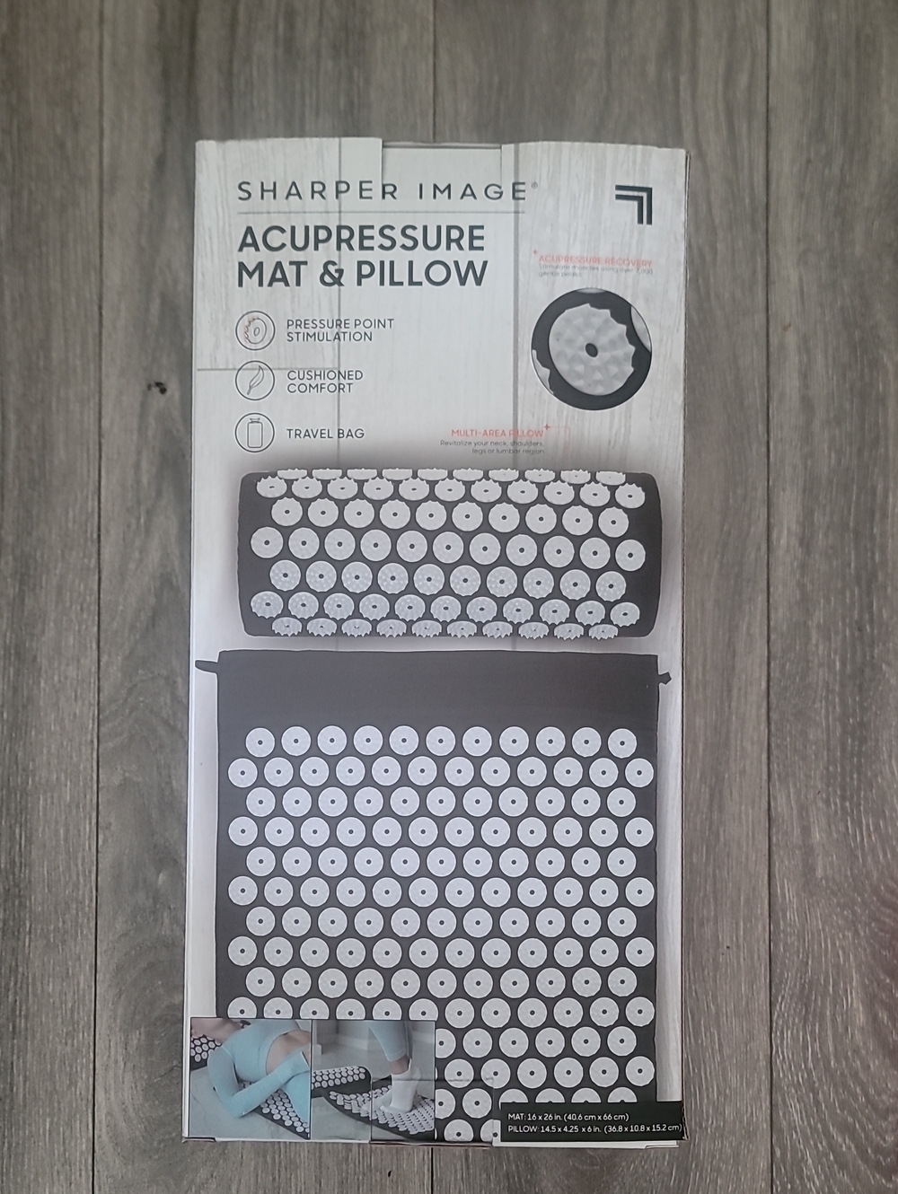 Sharper Image Black and White Acupressure Mat & Pillow